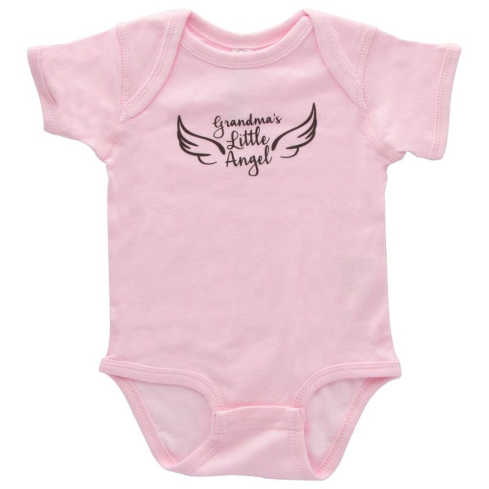Grandma's Little Angel 100% Cotton Baby Pink Bodysuit, 9-12M
